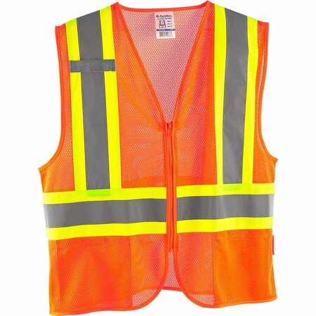 GLOBAL INDUSTRIAL Class 2 Hi-Vis Safety Vest, 2 Pockets, Two-Tone, Mesh, Orange, 2XL/3XL 641639OXXL